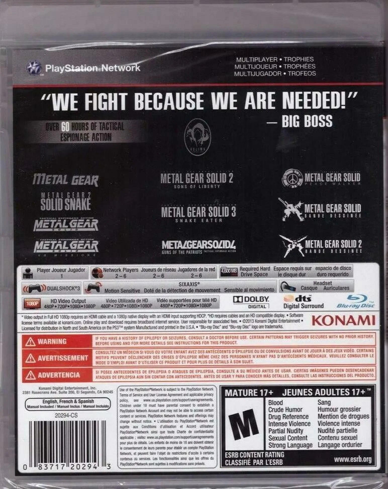 Games PS3 - Collection Solid Playstation 8 One 3 Legacy Metal Gear in The