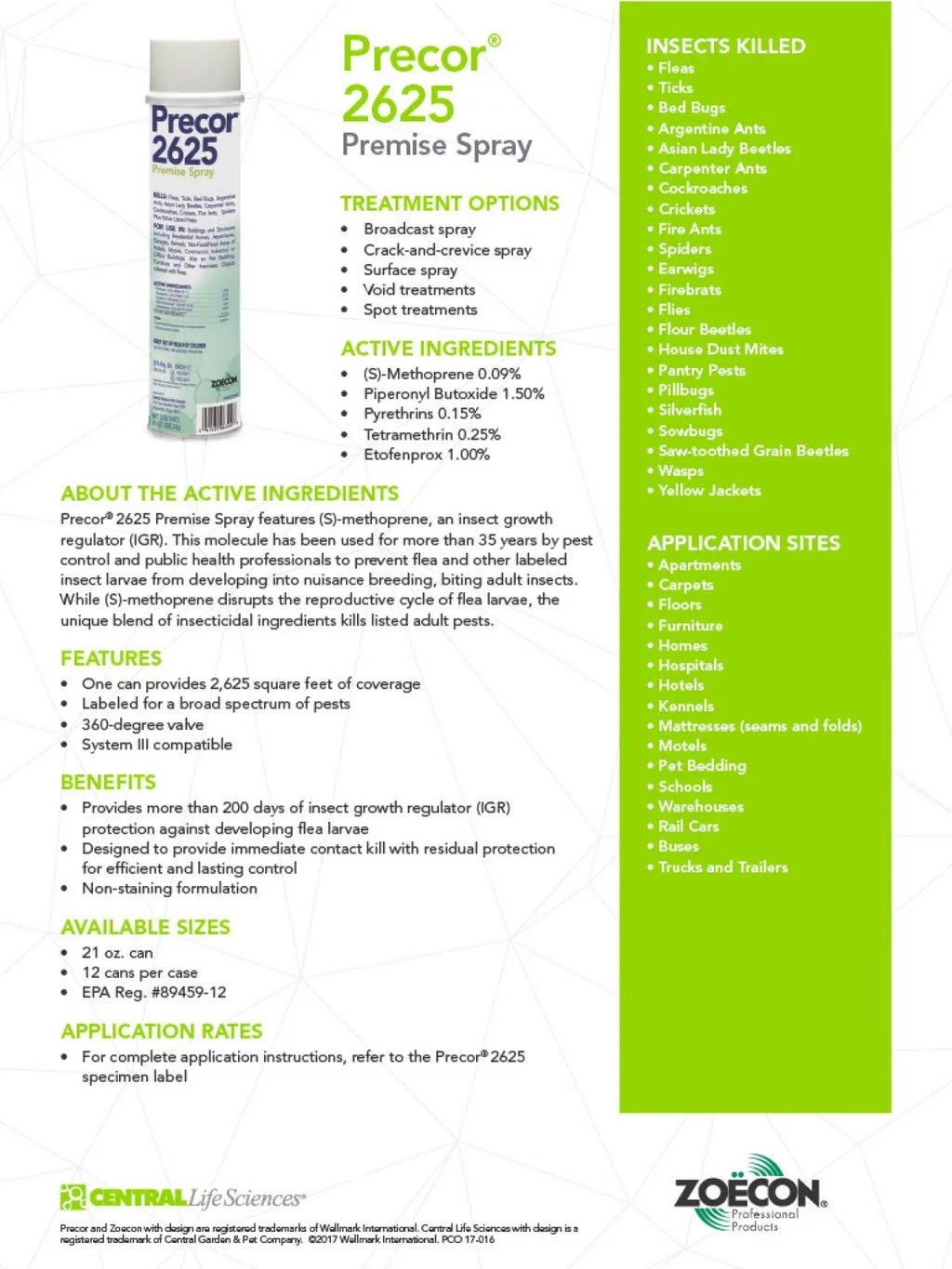 Insecticide Precor 2625 Premise Spray Flea 21oz-