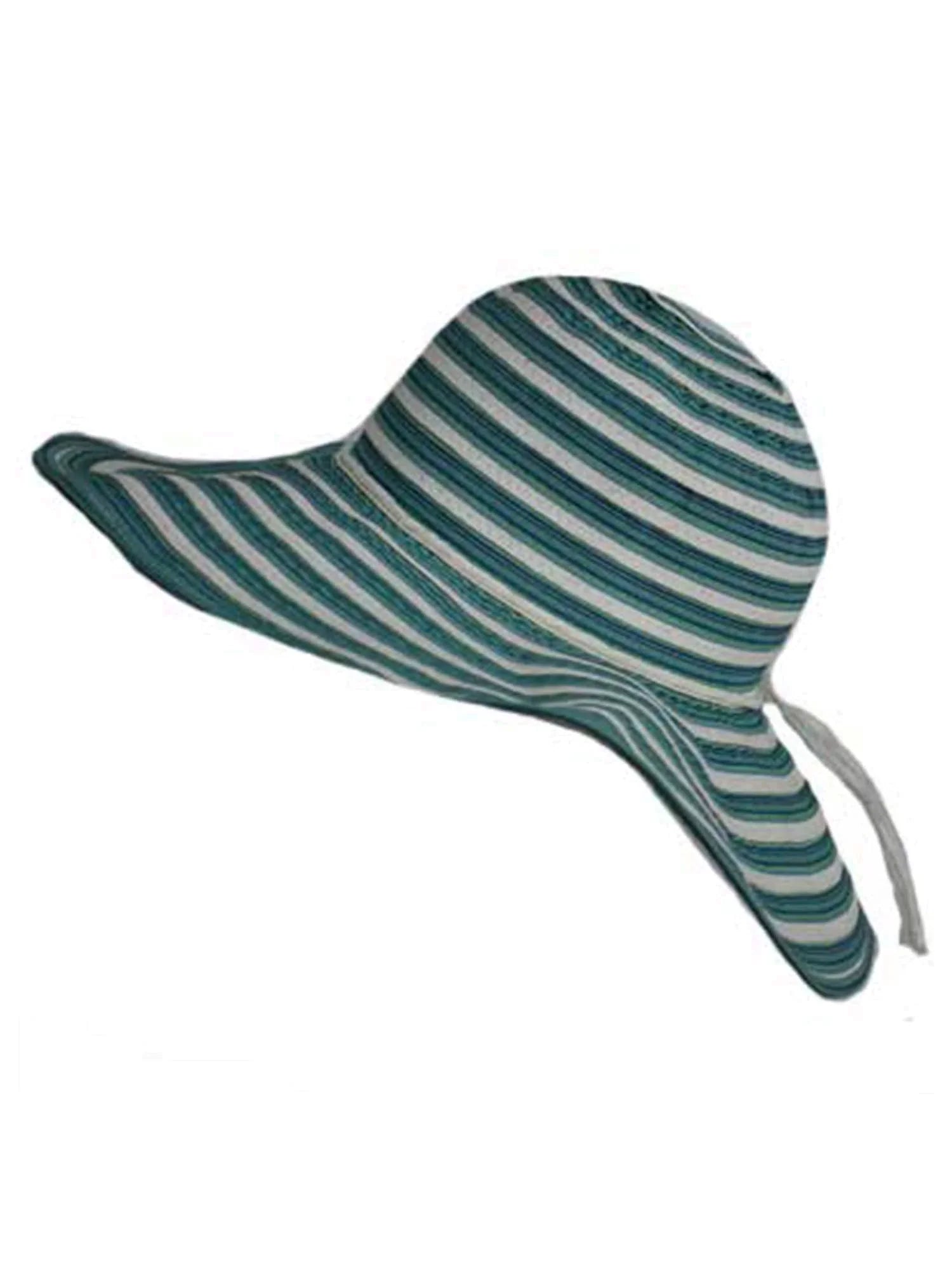 Wide & Floppy Turquoise White Lovely Brim Hat