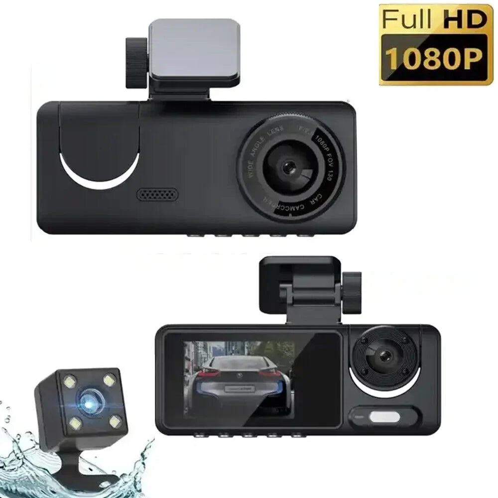 Video Front/Rear/Inside Dash Camera Car Cam Lens HD G·PEH 1080P G-sensor Dual Recorder