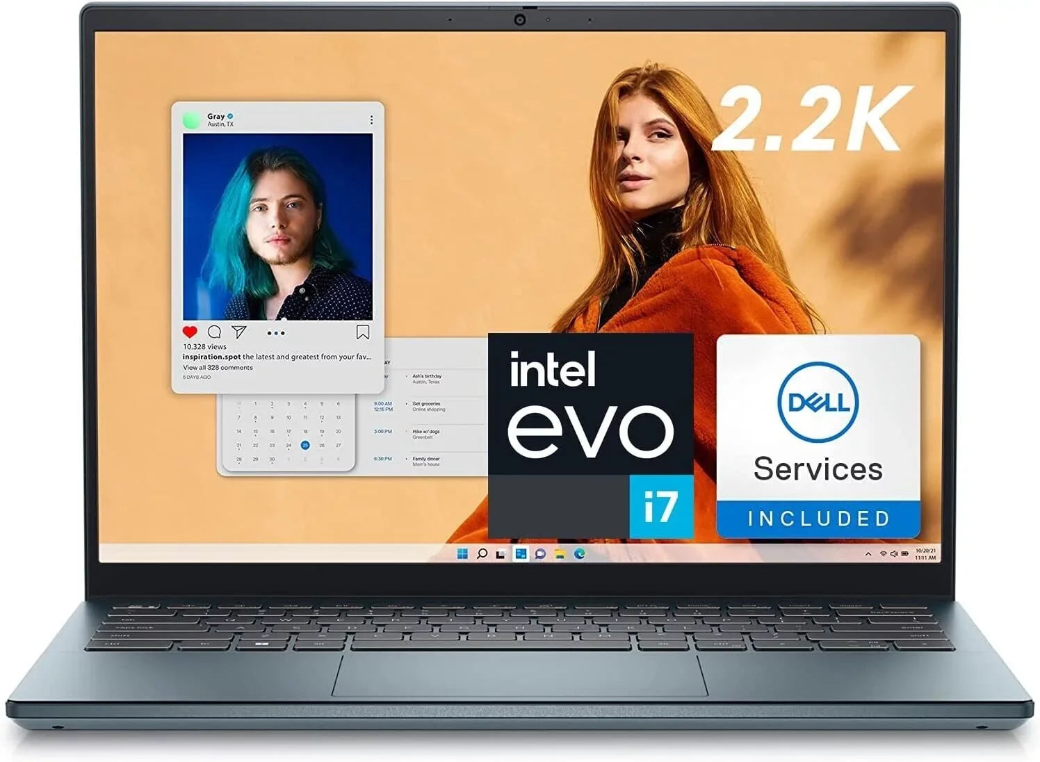 i7-12700H, SSD, AntiVirus, inch, Plus Intel 7420 2.2K 11 Iris Office Blue - Pro 14 Inspiron DDR5 Core 16:10, 16GB 2 Intel 1TB + Windows 14 RAM, Onsite Migrate, Xe, Atlantic - 365 Yr Laptop +