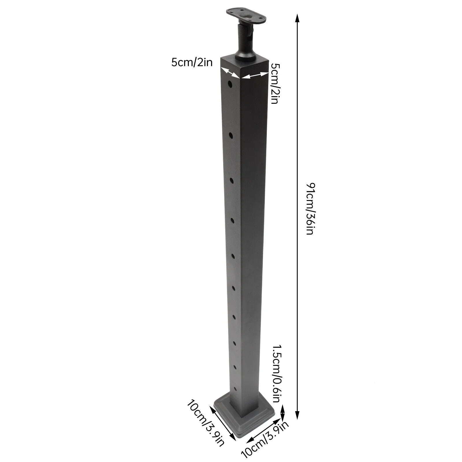 Pre-Drilled Cable Railing Post Fence 36''x2''x2'' Cable Wood for Square Level Railing Deck Two Post Sides System Stainless Steel Concrete Level