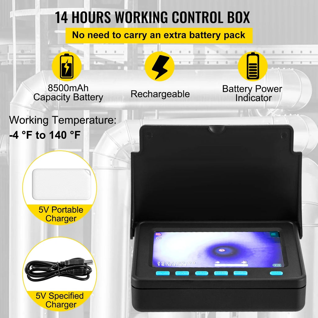 32.8FT Camera IP68 DVR Waterproof 6PCS TFT Cable with Camera 4.3 Duct LCD SKYSHALO Monitor 10M Pipeline Screen Function Lithium Sewer in. Camera Inspection 8500MAH Inspection Camera Battery, Pipe LEDs