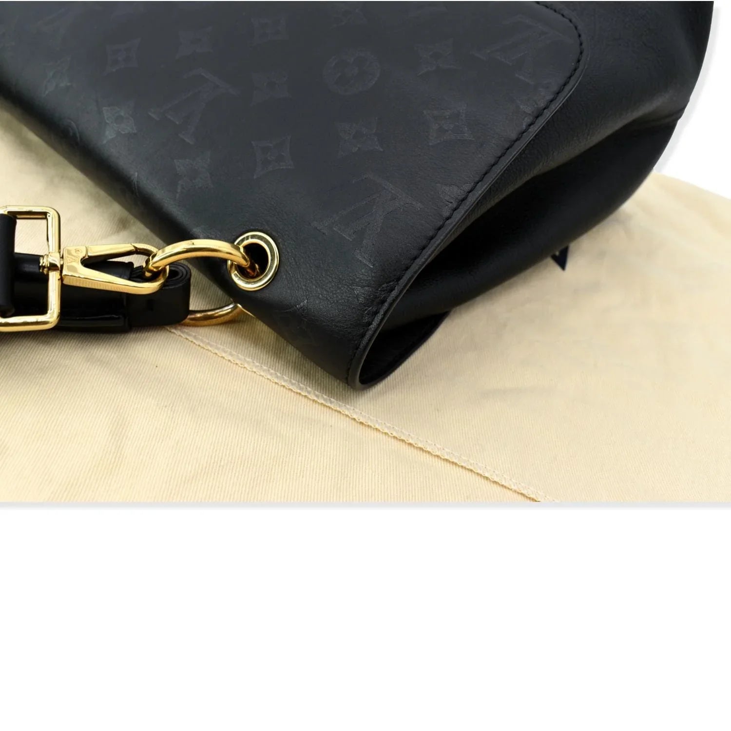 One Black Shoulder Bag Very Leather Handle Pre-owned Monogram