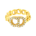 New) Lune S Pre-Owned (Like Christian D Gold Dior Rhinestone Ring Clair