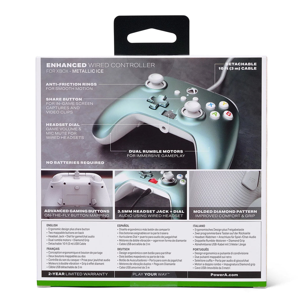 PowerA Controller Xbox Series Metallic Wired Ice X|S - Enhanced for