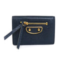 (Good) Pre-Owned navy mini Balenciaga BALENCIAGA leather trifold wallet gold