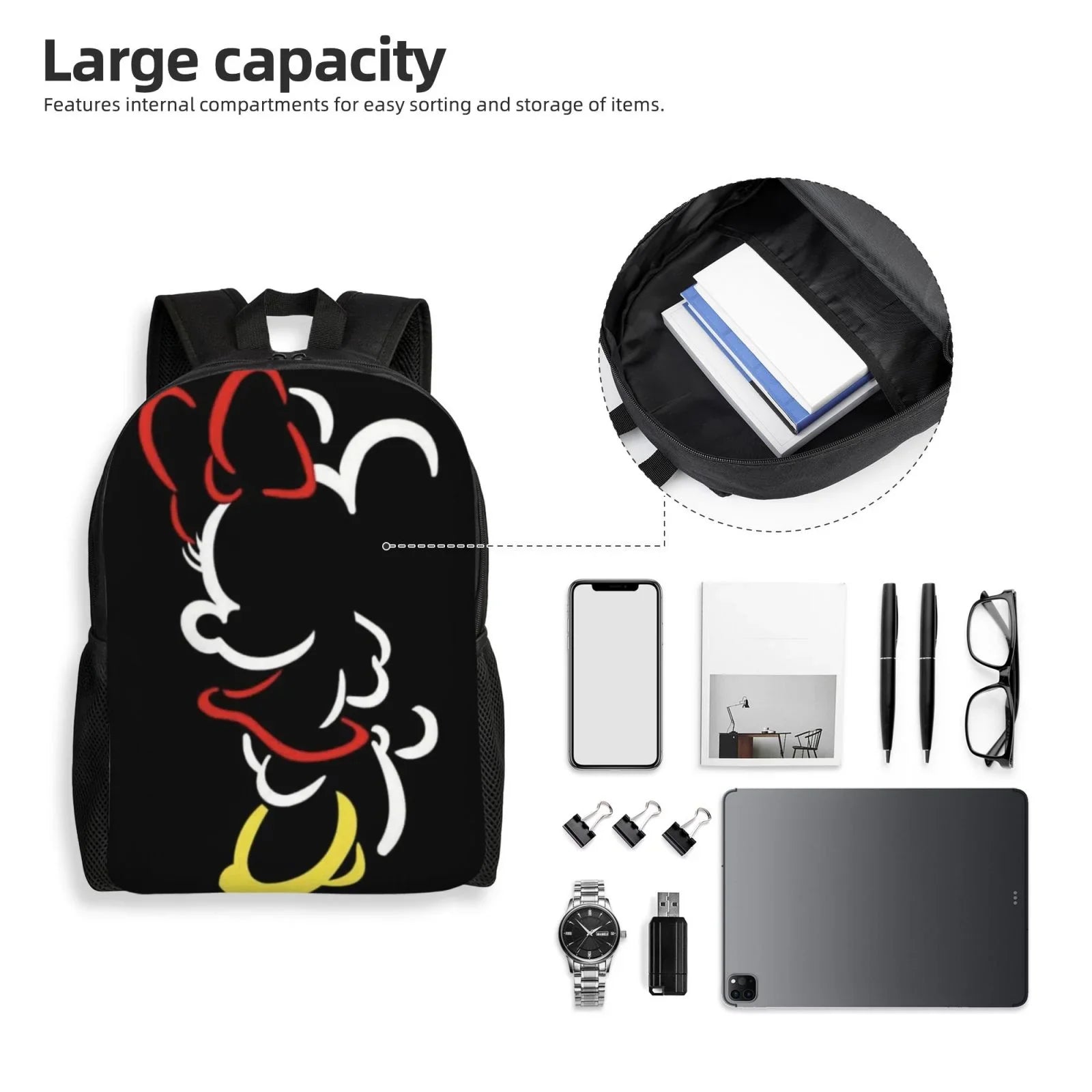 Anime Cartoon Minnie Casual Bags Travel Multipurpose Backpack Backpacks Printed Daypacks 3D