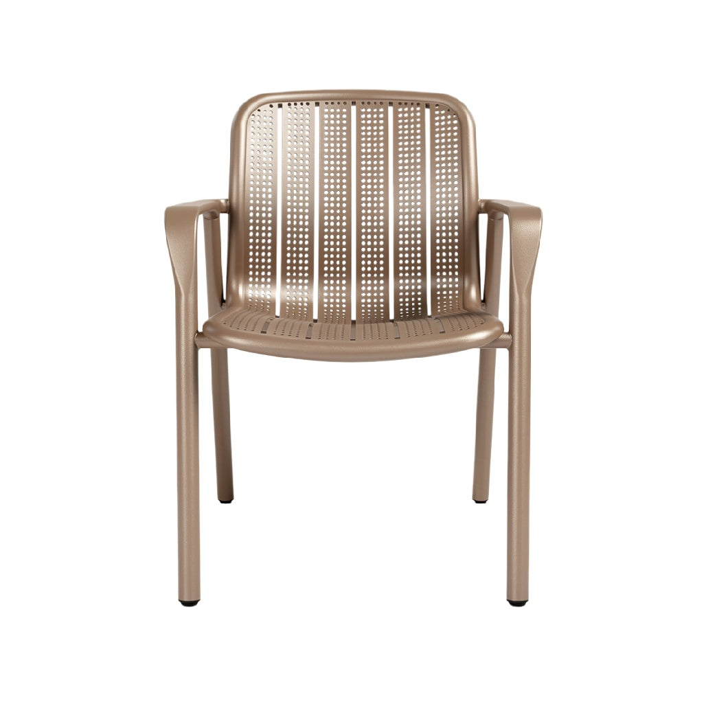Modern Beige Plastic Chair with Perforated Design