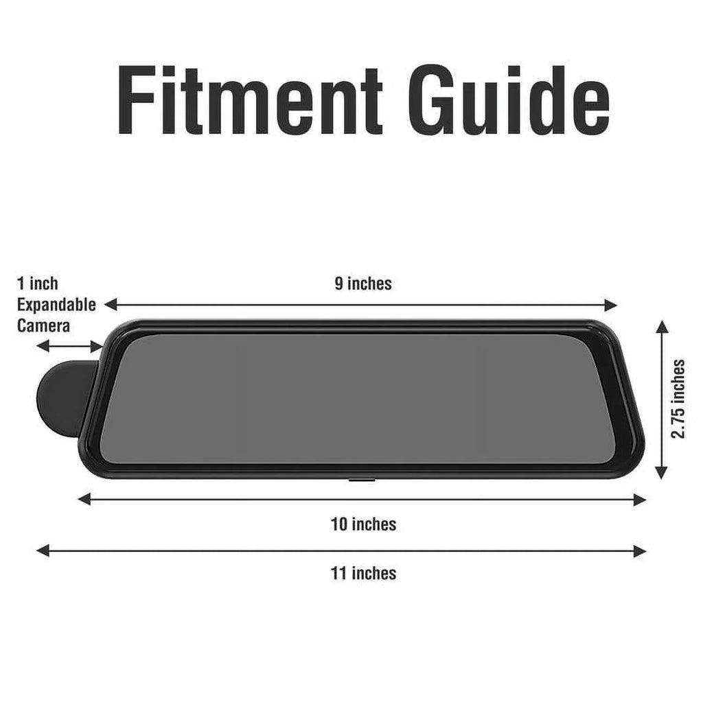 Mode, Rear, Mount GRDIAN Arc4K Rear-View Design Seamless Touchscreen, Magnetic and Camera, Front 10" Parking Mirror Dual-Channel
