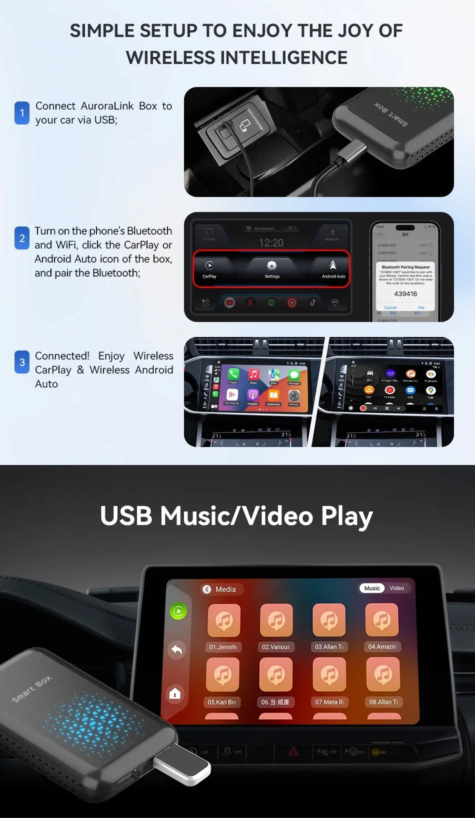 Android Output，8 Wired with 2+16G Video Core, Cars Box Wireless Carplay Card,for AI Box Netflix with Android SIM/TF HDMI Multimedia Carplay 11, Magic Box 4G YouTube Carplay Factory Auto Support Biniz