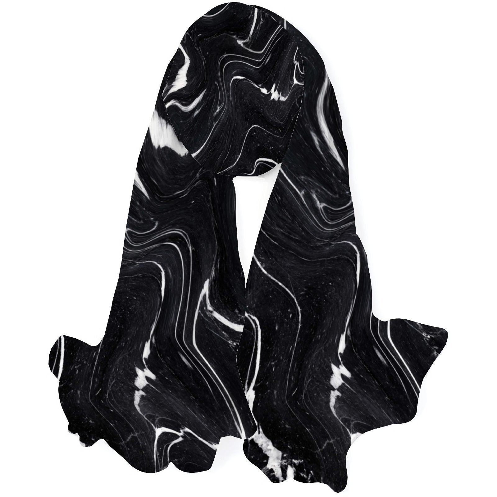 Large Shawls FREEAMG Black Wraps Neck Women Hair Sunscreen Silk Wraps Oblong Packed Marble Long Scarf Headscarf for Gift