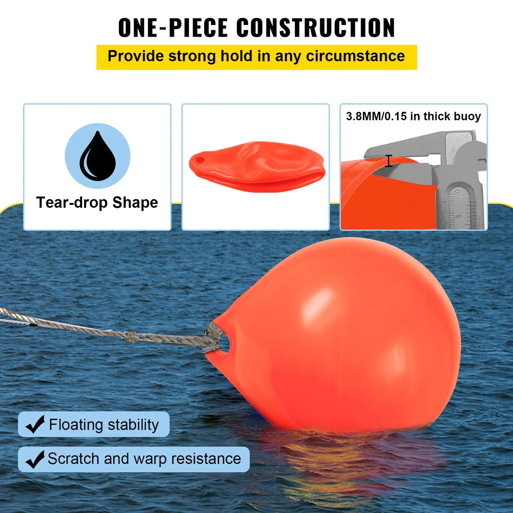 Anchoring, Boat Ball, Heavy-Duty 27in Buoy, BENTISM Vinyl Marking, Orange Fishing, Boat Inflatable Rafting, Marine-Grade Diameter Buoy, Round Marker Buoy Mooring