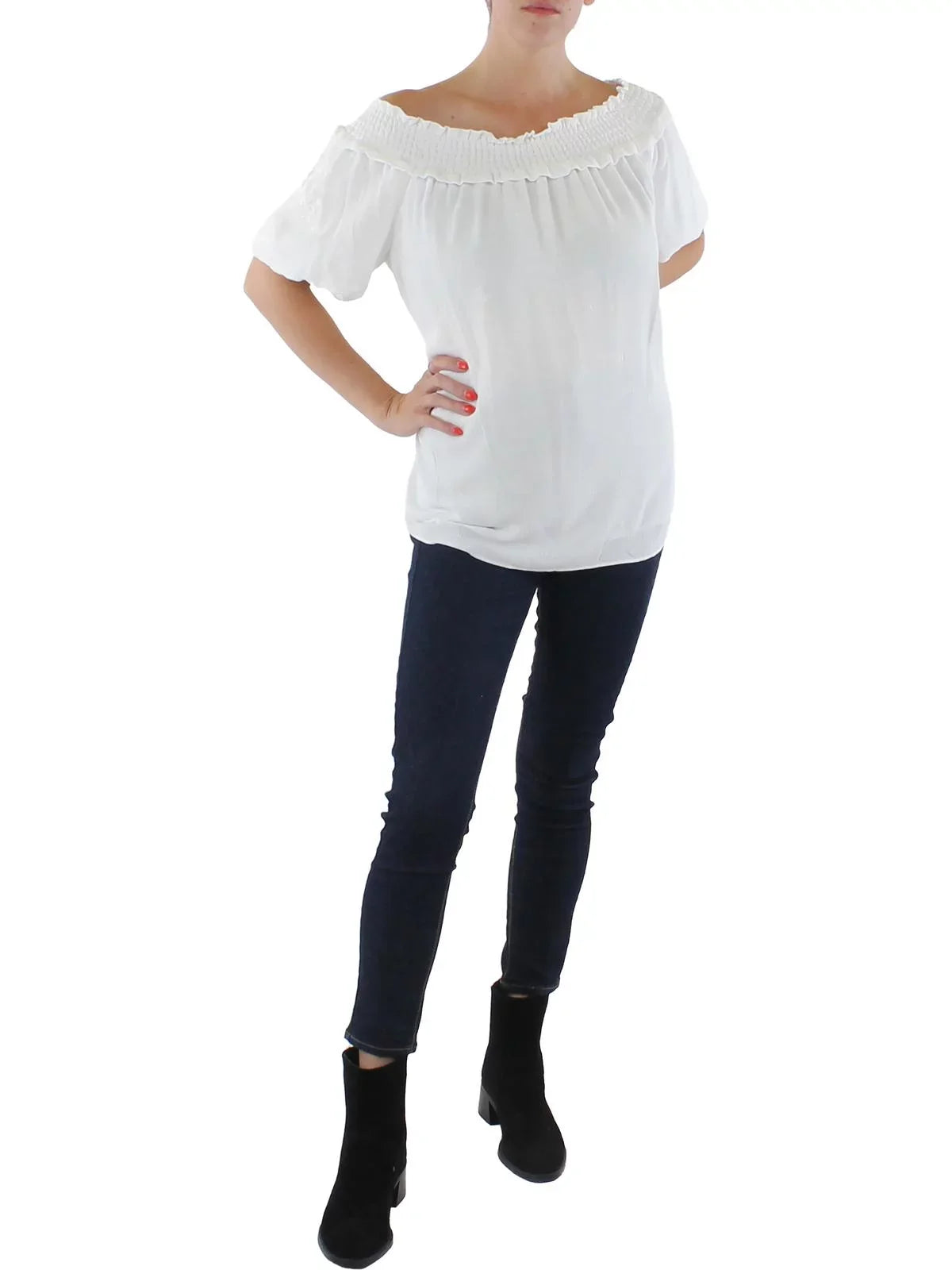 Tommy the Blouse Hilfiger Off Shoulder Womens Ruched