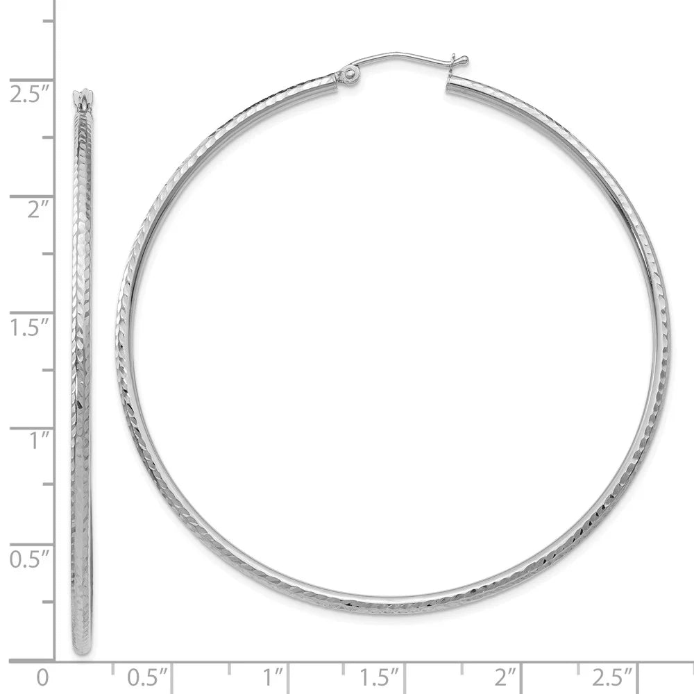 Tube Teens; Hoop Adults Diamond-cut and Real for for Men Women Earrings; White 2mm 14kt Round and Gold