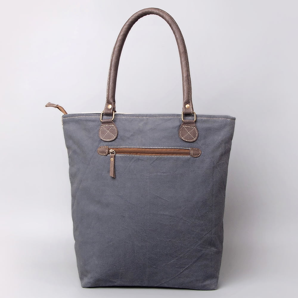 western Canvas TOTE Leather Upcycled Embossed purse women Upcycled Genuine Wool KB KB481 handbag bag OHLAY