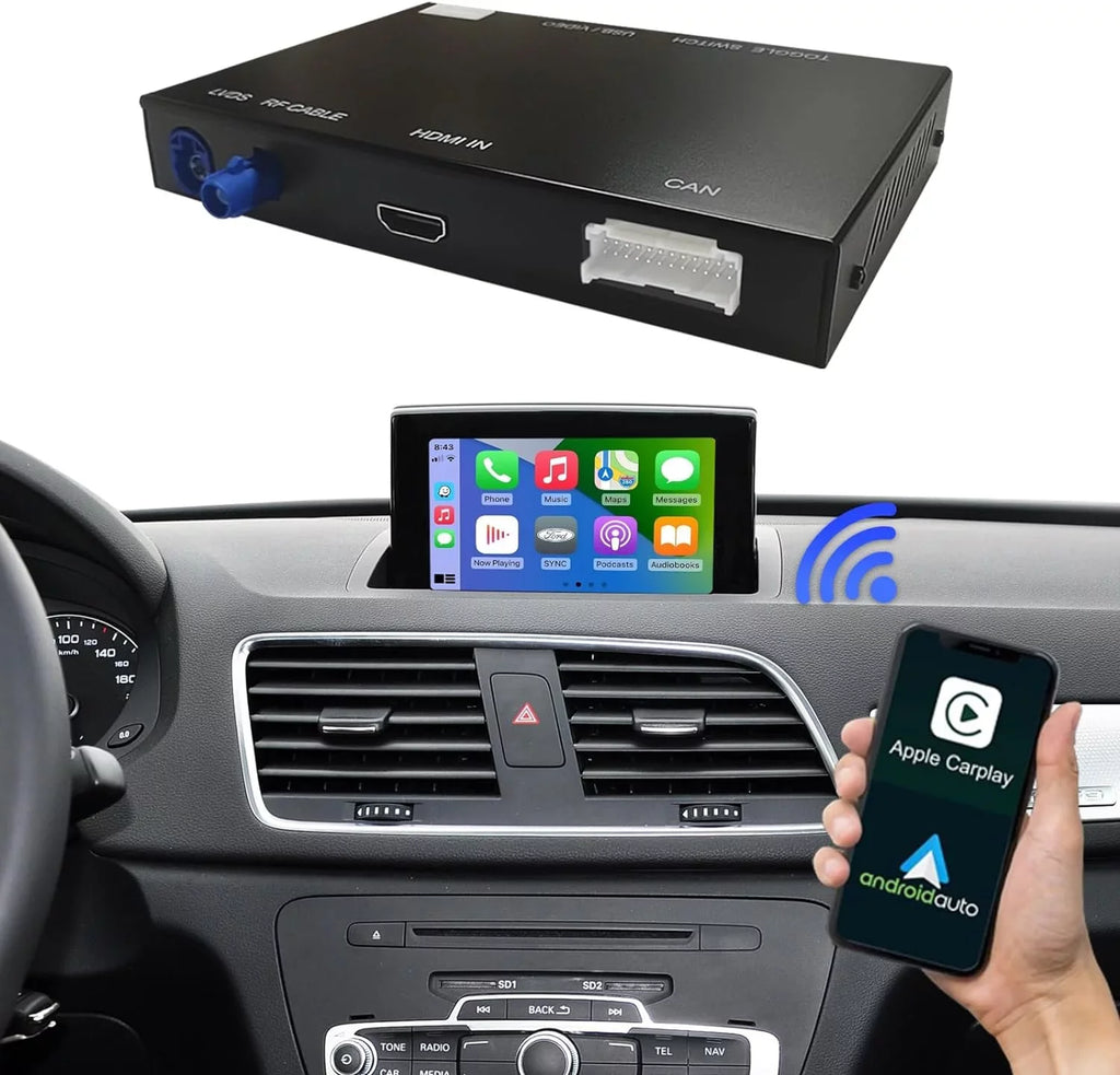 Retrofit Carplay Android Module Version), Camera 3G, Auto (HN+ Carplay 2014-2018 Car MMI Year Software Support Wireless for Road Top Kit Audi with Decoder, Mirrorlink, Q3