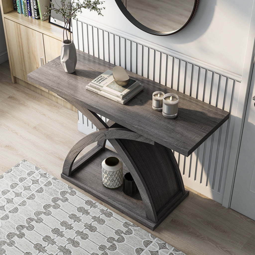 BASIC Distressed Table Denhour Sofa Transitional 1-Shelf 47-inch by DH Grey