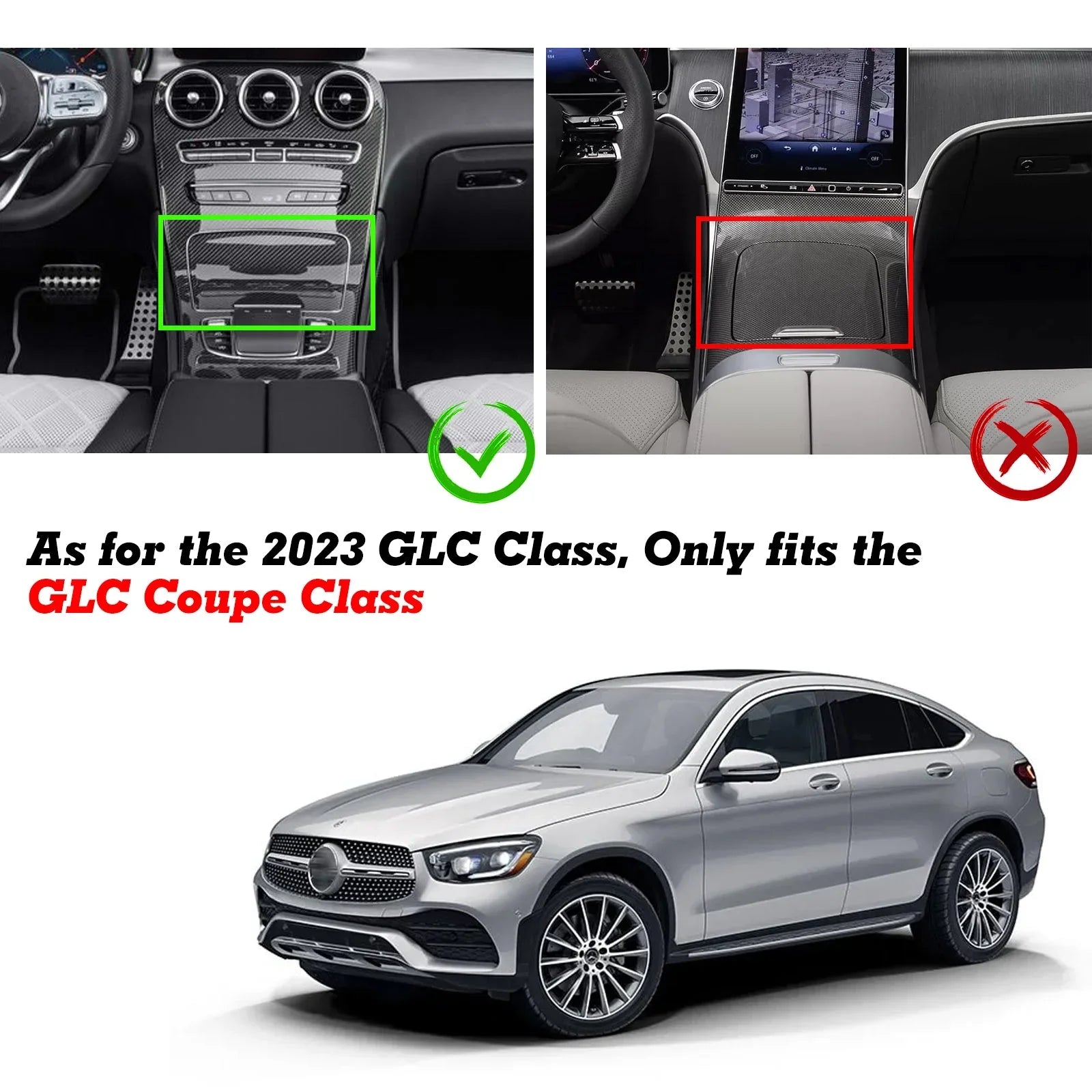 C W205 Tech W253 2015-2021 Ashtray Storage Compatible Console Frame Class GLC Trim, GLC 300 Class with Benz Mercedes Center C400 Xotic C63 Box C300 2016-2023 Chrome,