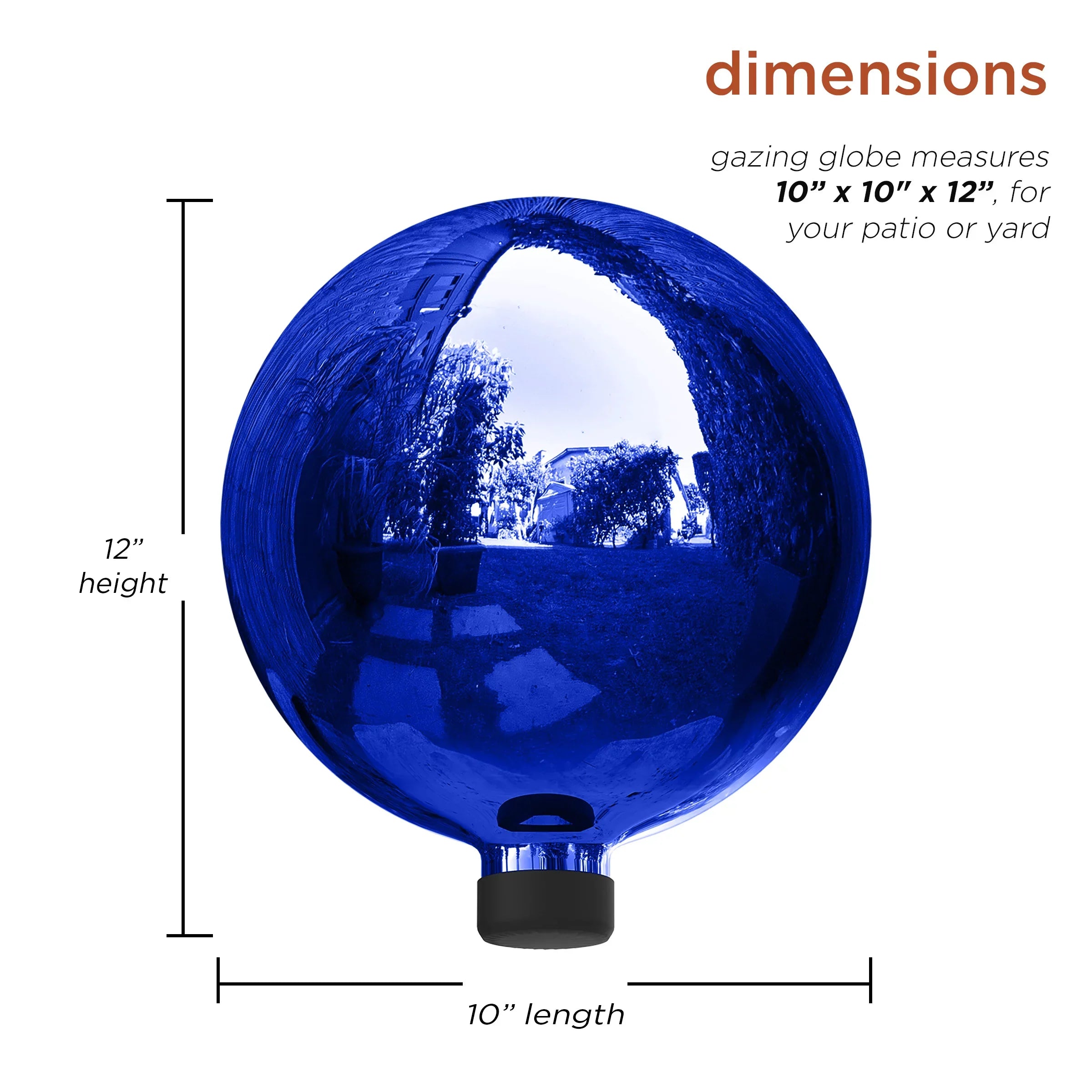 Alpine Glass Globe, Reflective 10" Blue Gazing Corporation