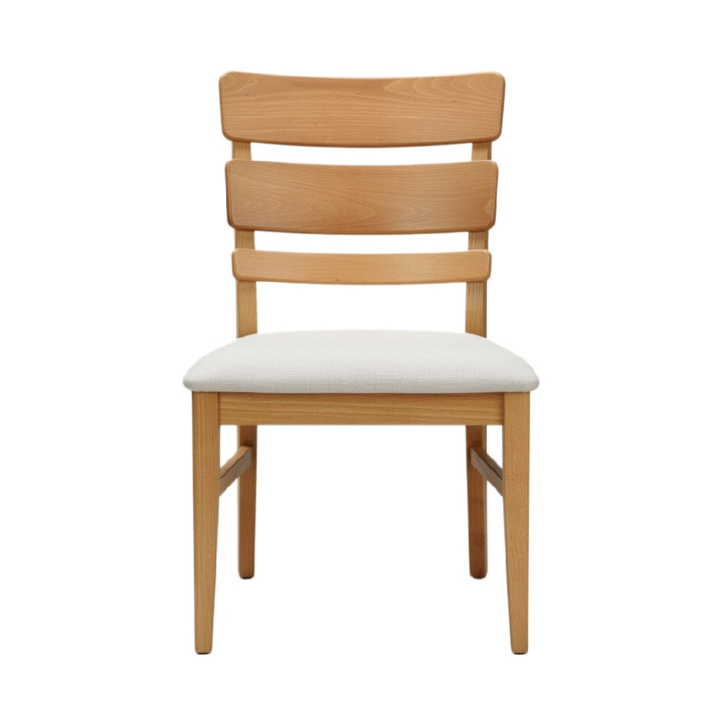 Modern Wooden Dining Chair with White Upholstered Seat
