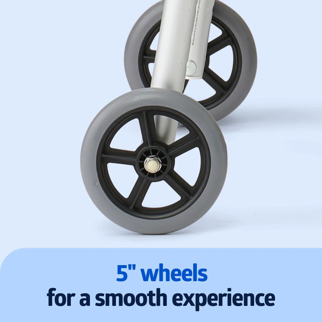 Frame Folding Aluminum 5” Walker lbs. 300 Supports Wheels, up with Medline to Lightweight