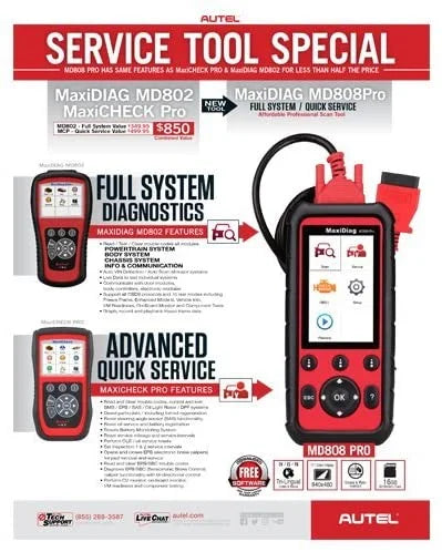 Scanner AL329 Battery Reset Extension EPB 7 Cable MD806 Reset MD802 DTC AL529 AL629 Pro AL609 MaxiDiag SAS Reader OBD2 Upgraded MD808 Code Features Read/Clear Special Oil With Autel BMS Codes Lookup