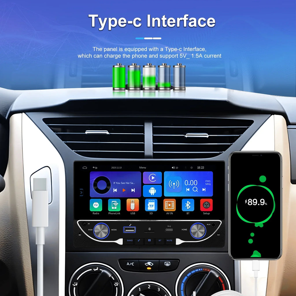 wireless View carplay/auto Rear Support mp5 Bluetooth TF/USB Player Radio 2DIN Car Universal Camera FM 6.86" Receiver