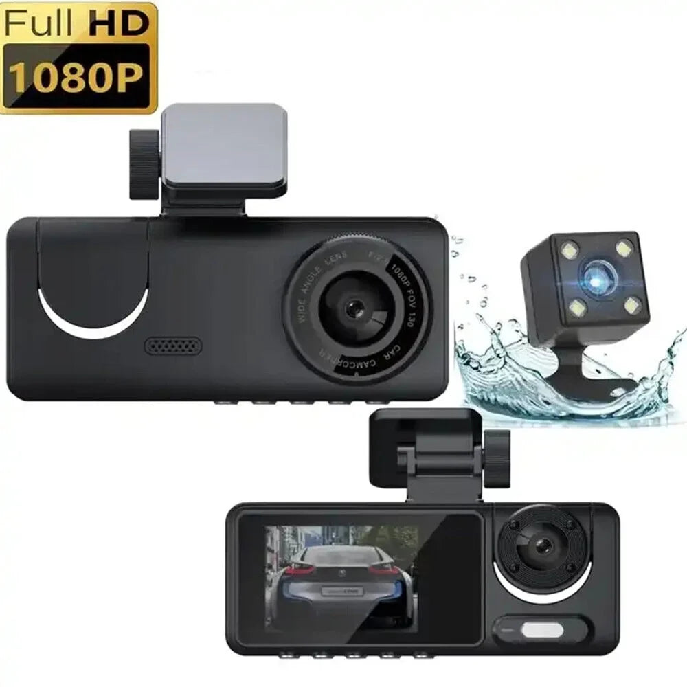 Video Front/Rear/Inside Dash Camera Car Cam Lens HD G·PEH 1080P G-sensor Dual Recorder