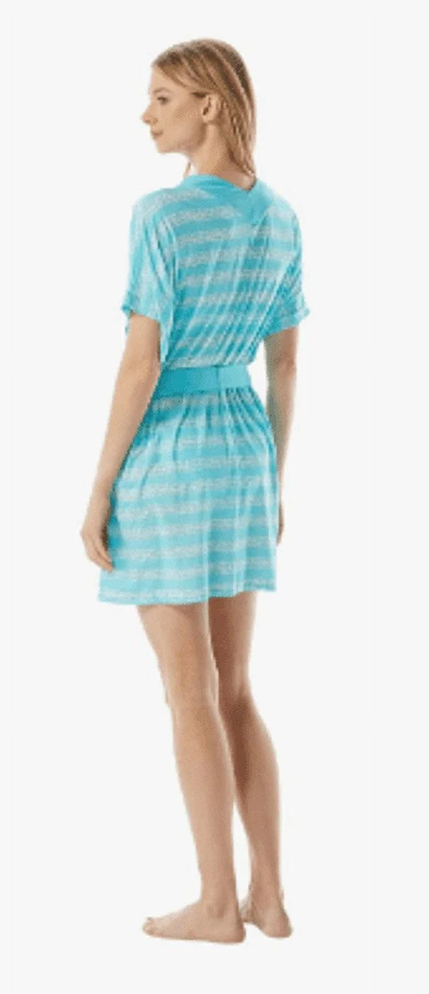 US TURQUOSIE Medium/Large Kors Cover-up, Belted Michael Tunic V-Neck