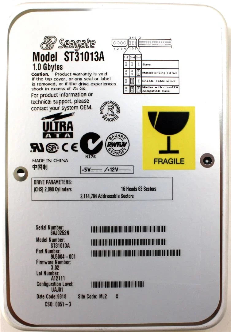 9918,SC00051-3 1GB 3.02,LOT IDE, A12111,UAJ01, DCODE 9L5004-001,FW
