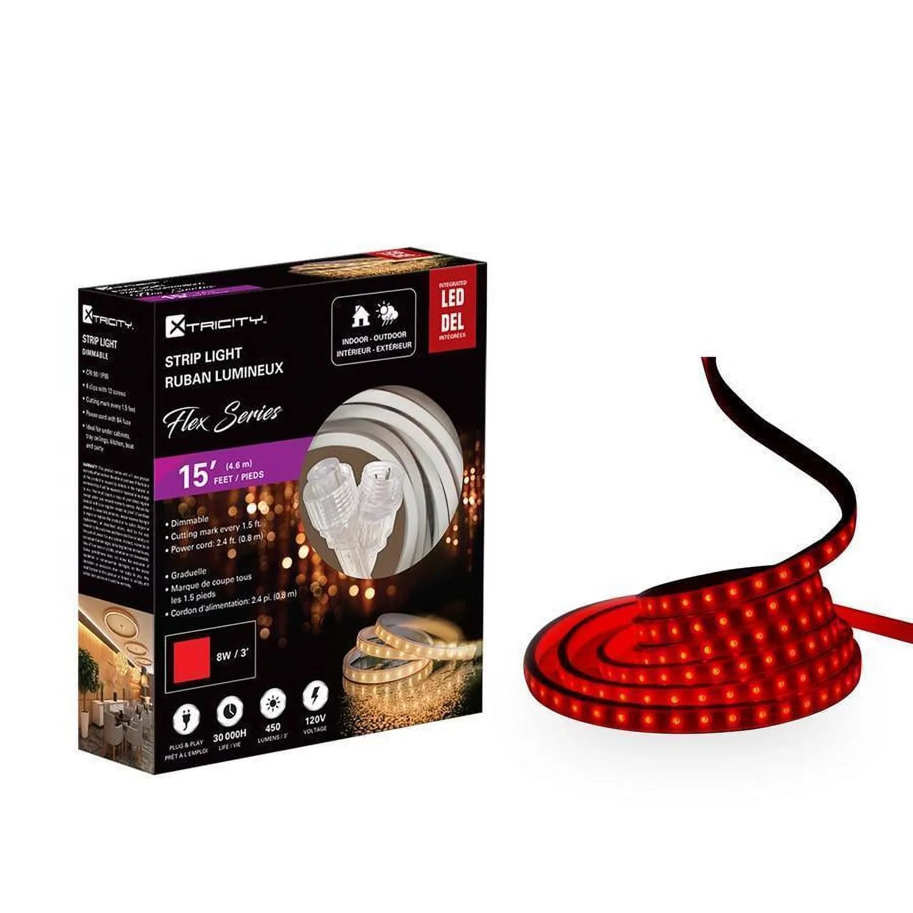 strip led flexible feet/8w-3'/120v/Red Xtricity Indoor exterior 15 and