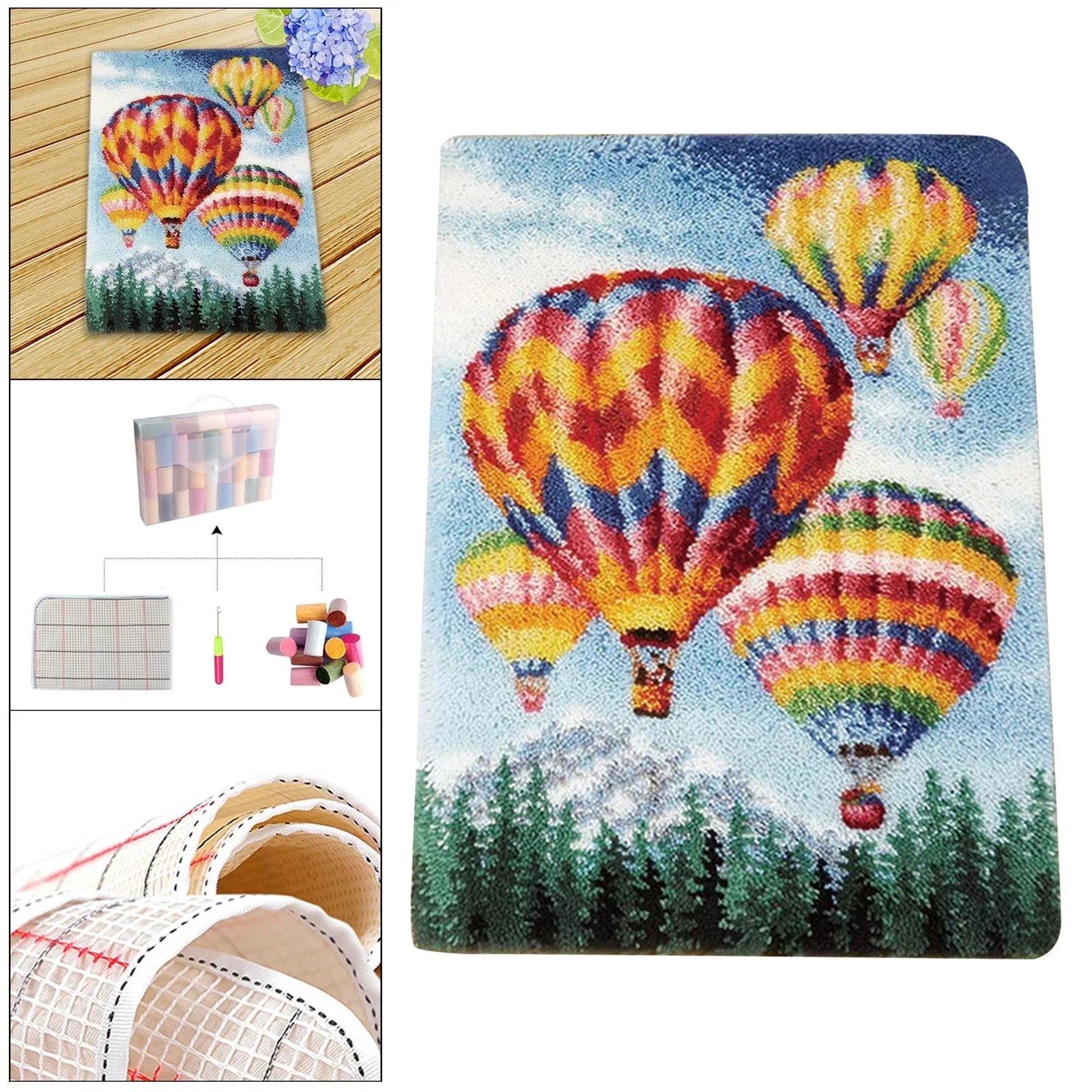 Embroidery Rug home for for room Hot and Adults crafts Hook Living Carpet hook and and Blanket Kids Cushion Air hook latch Crochet Balloon latch Rug, Kits,