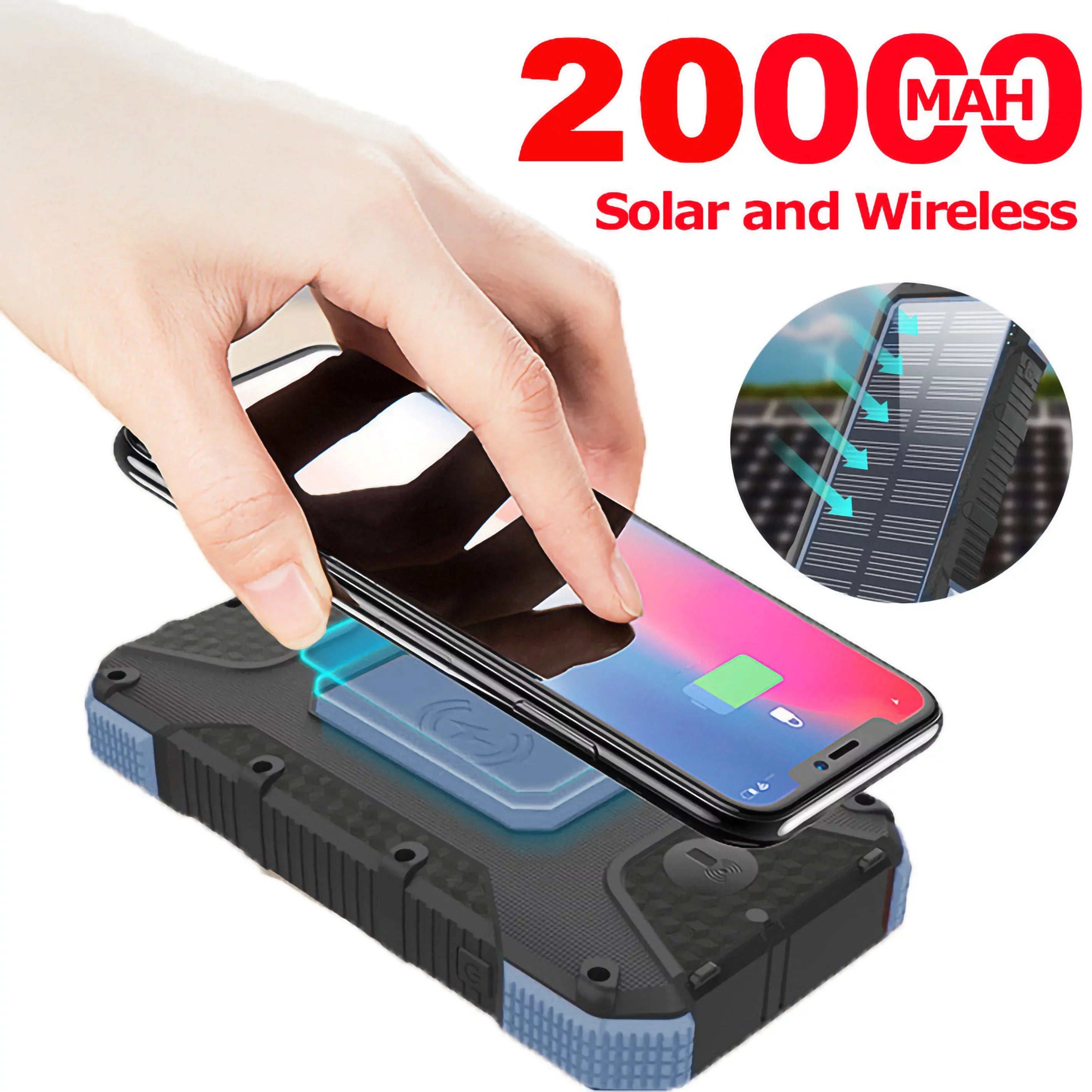 Charging 26800mAh Power Powered Charger Portable Solar Wireless exterior Bank