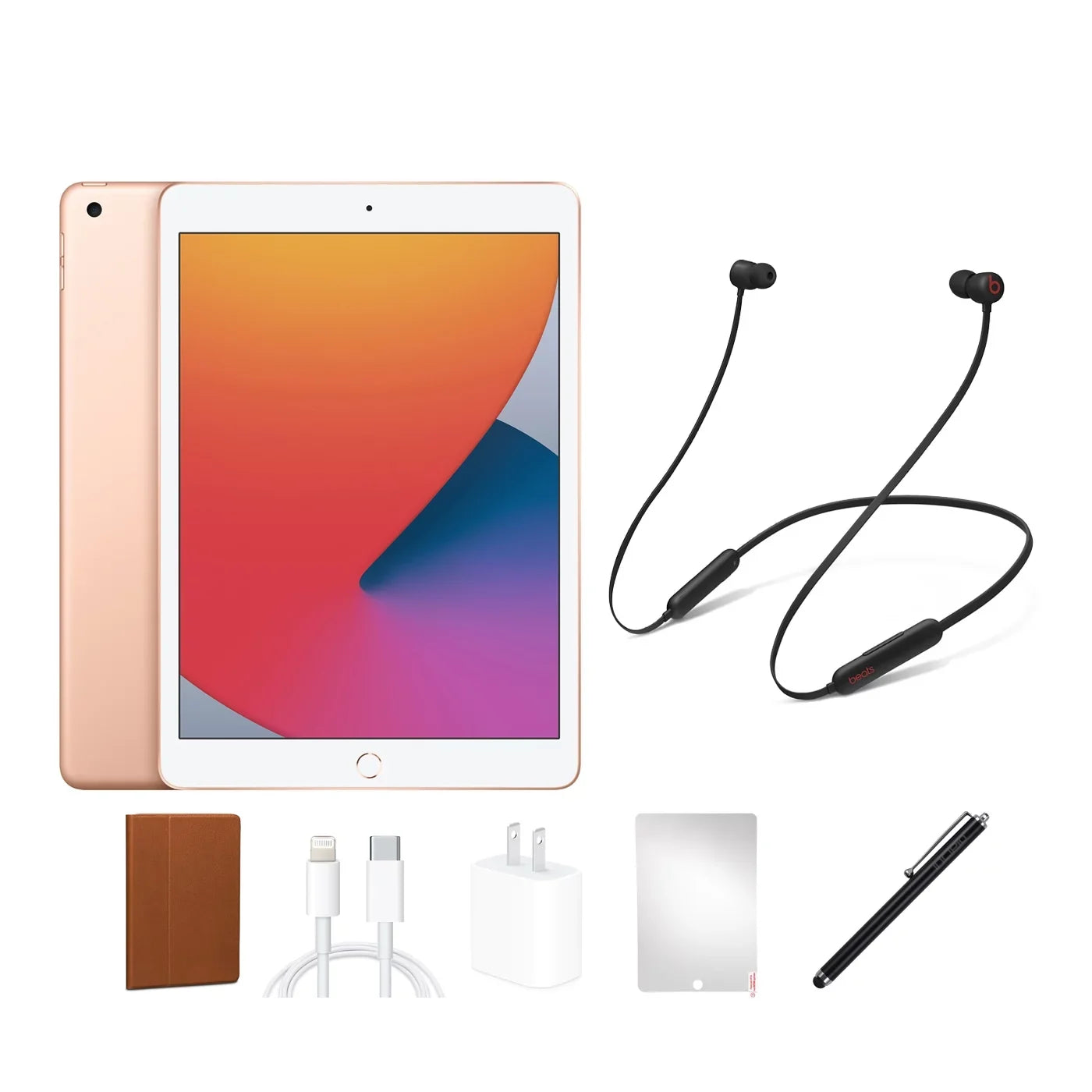 stylus 2020) Case, Wi-Fi Beats pen, Bundle. charging (8th BUNDLE iPad 8 iPad Beats Flex Gen, Headphones, Protector, Screen Refurbished 32GB, INCLUDES: only, accessories. Gold,