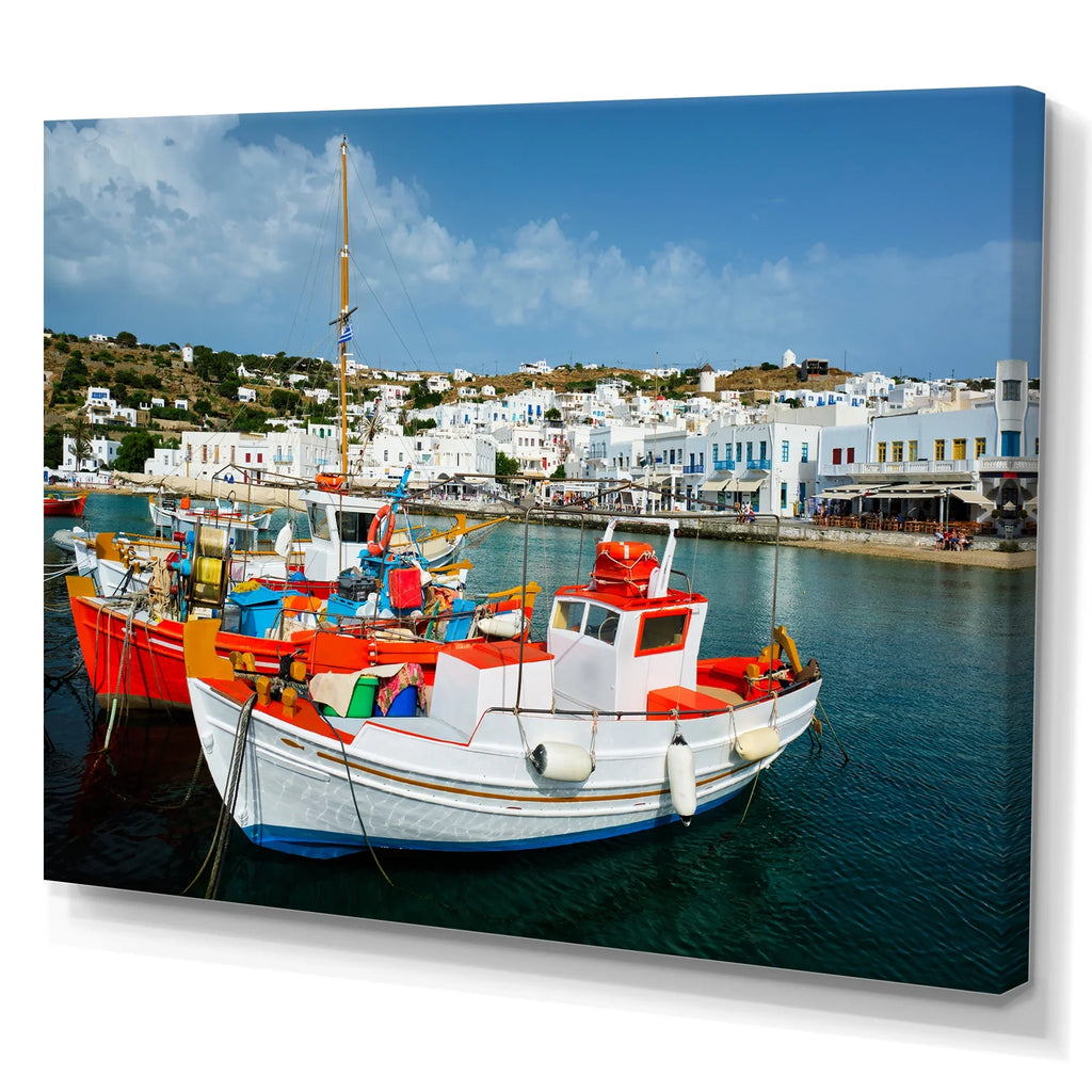 Port" A Prints Hunting Designart Wall At Greek Boat "Finishing Art & Fishing