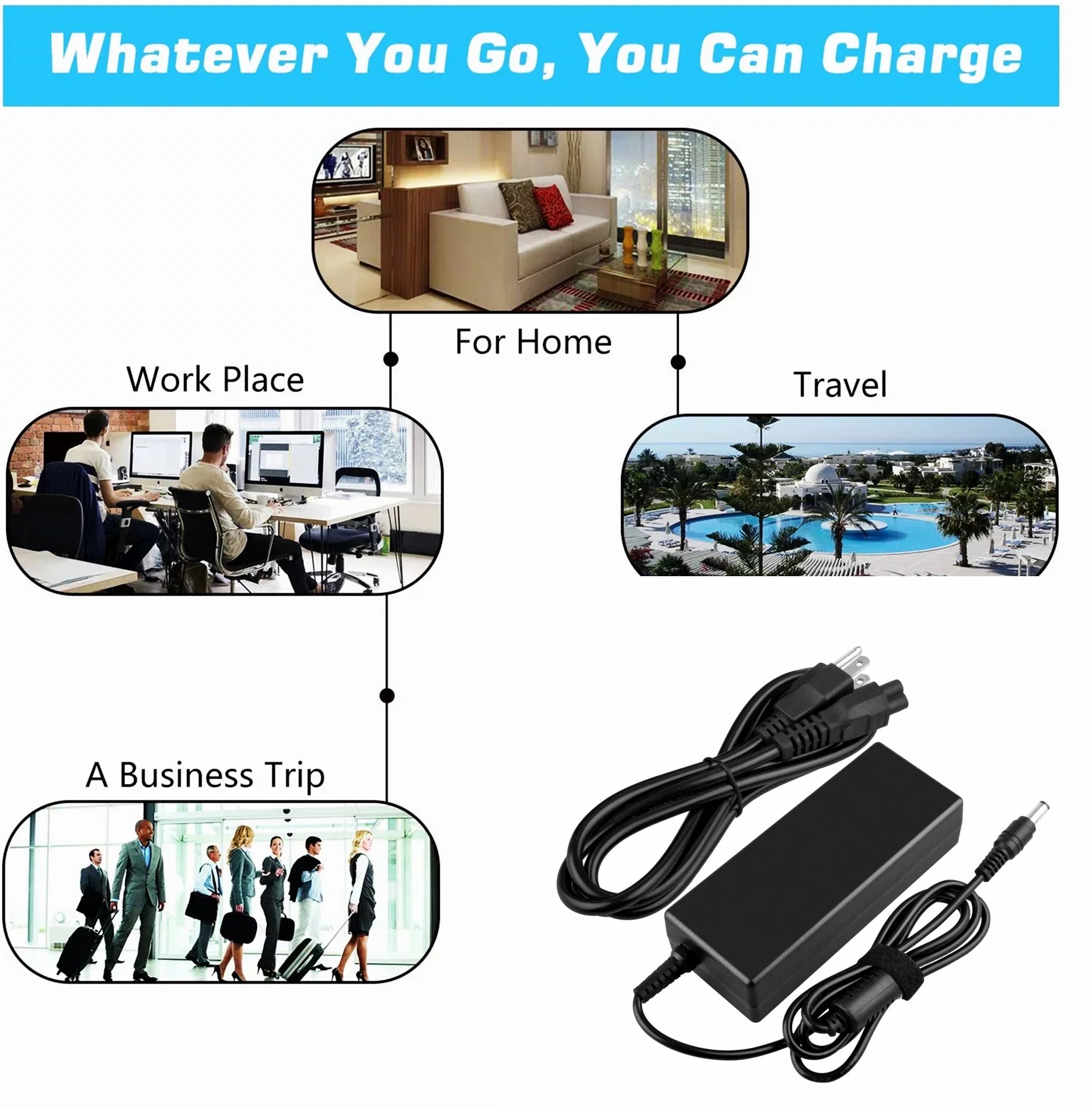 '- DC Cord KONKIN XR-1 Mains / Charger 240 PSU Adapter Cable 100 Worldwide GoBook Go-Book IX270 Itronix PC Replacement Voltage Laptop BOO Power Input: AC Use VAC Supply 50/60Hz PS For