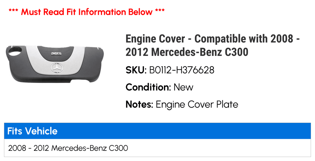 Engine 2011 2010 - C300 Compatible - with 2012 Mercedes-Benz 2008 Cover 2009