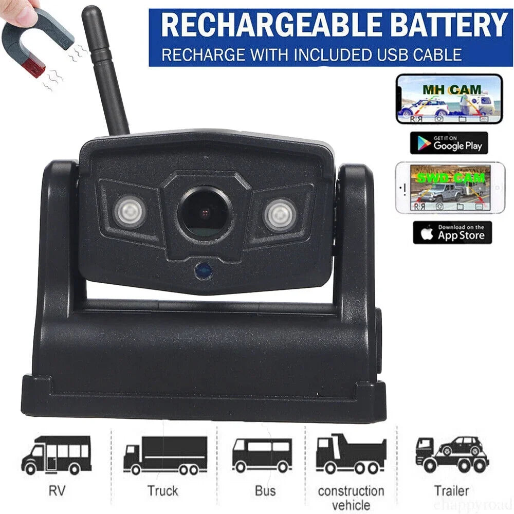Magnetic Wireless Battery Backup 9600mAh Onemayship Front/Rear Camera View WiFi Camera,