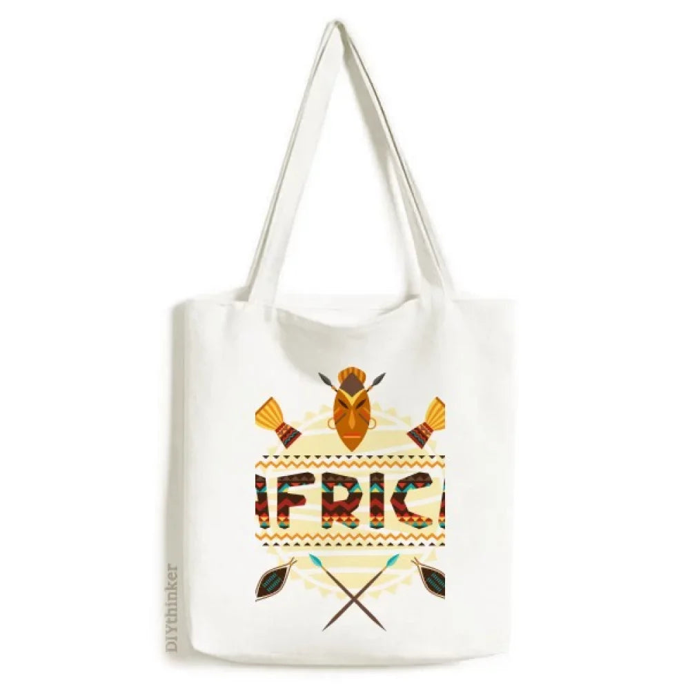 Casual Totem Canvas Satchel Bag Africa Handbag Text Shopping Fancy Tote Signs