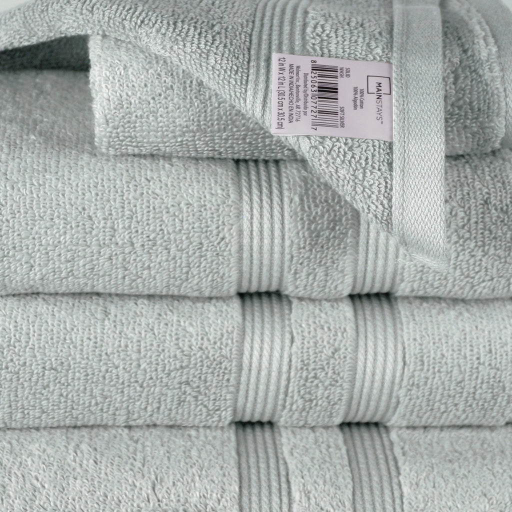 Set, Piece Performance Towel Mainstays 6 Solid Silver