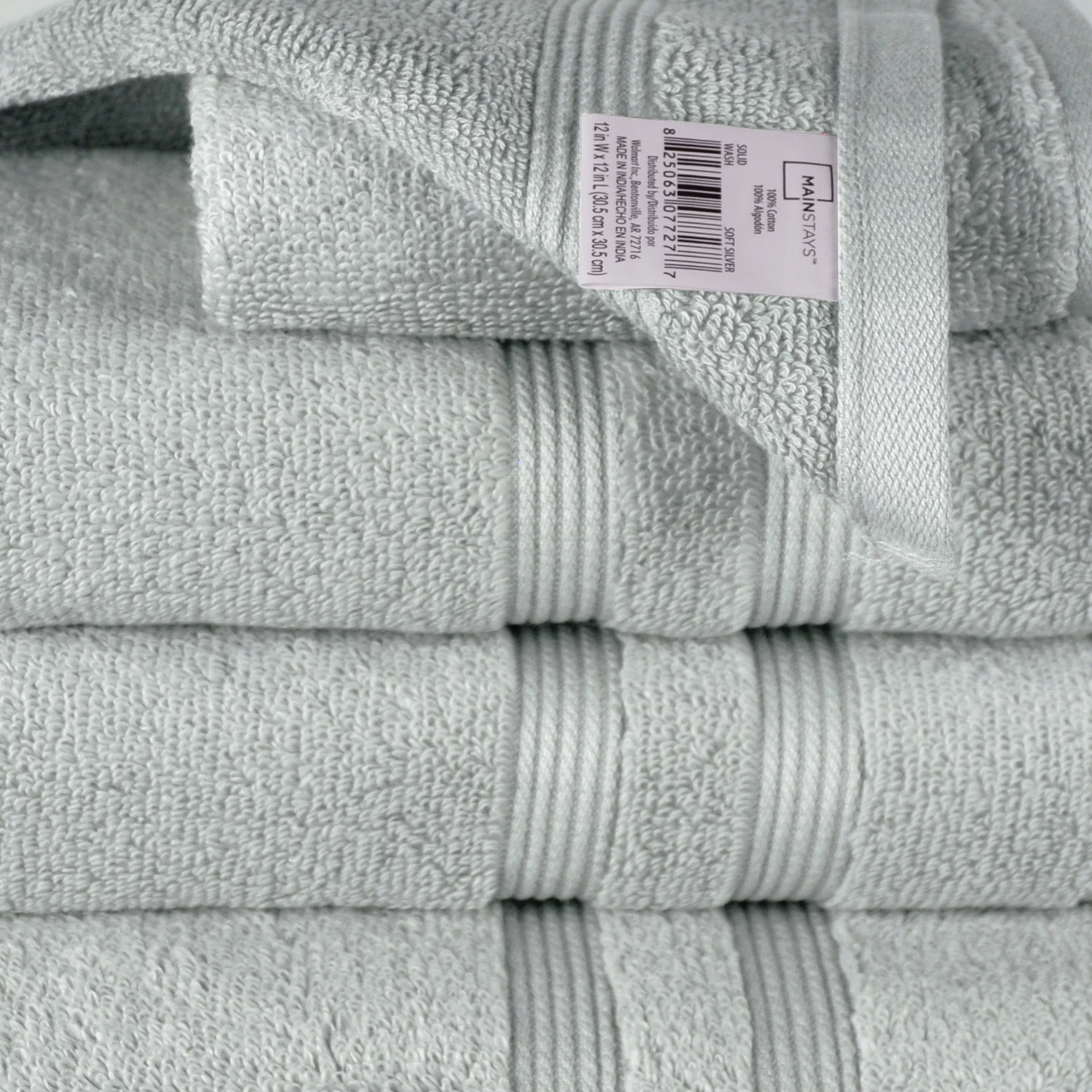 Set, Piece Performance Towel Mainstays 6 Solid Silver