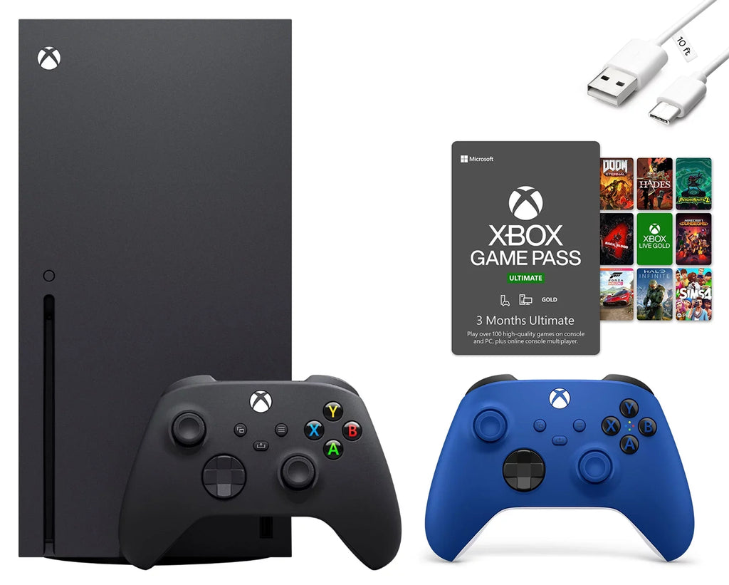 Two Microsoft Ultimate Xbox Xbox Month Bundle, Controllers, 3 Game Mazepoly Series Xbox with Pass X Wireless Accessories