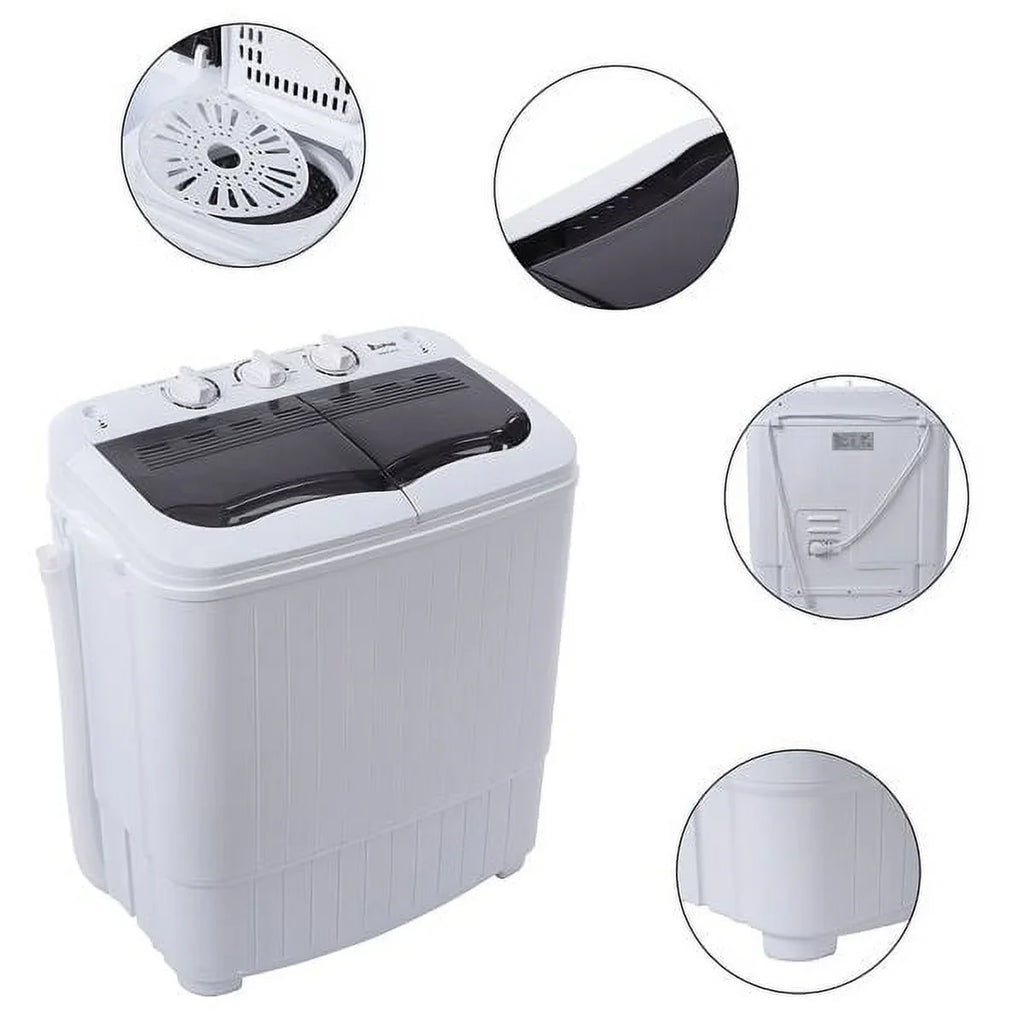 Machine Washer with 7.7lbs Washing for 14.3lbs, Drain Dorms Apartments with Machine Tub Spinner, SYTHERS 6.6lbs Washer Mini Pump, Semi-Automatic Combo Twin