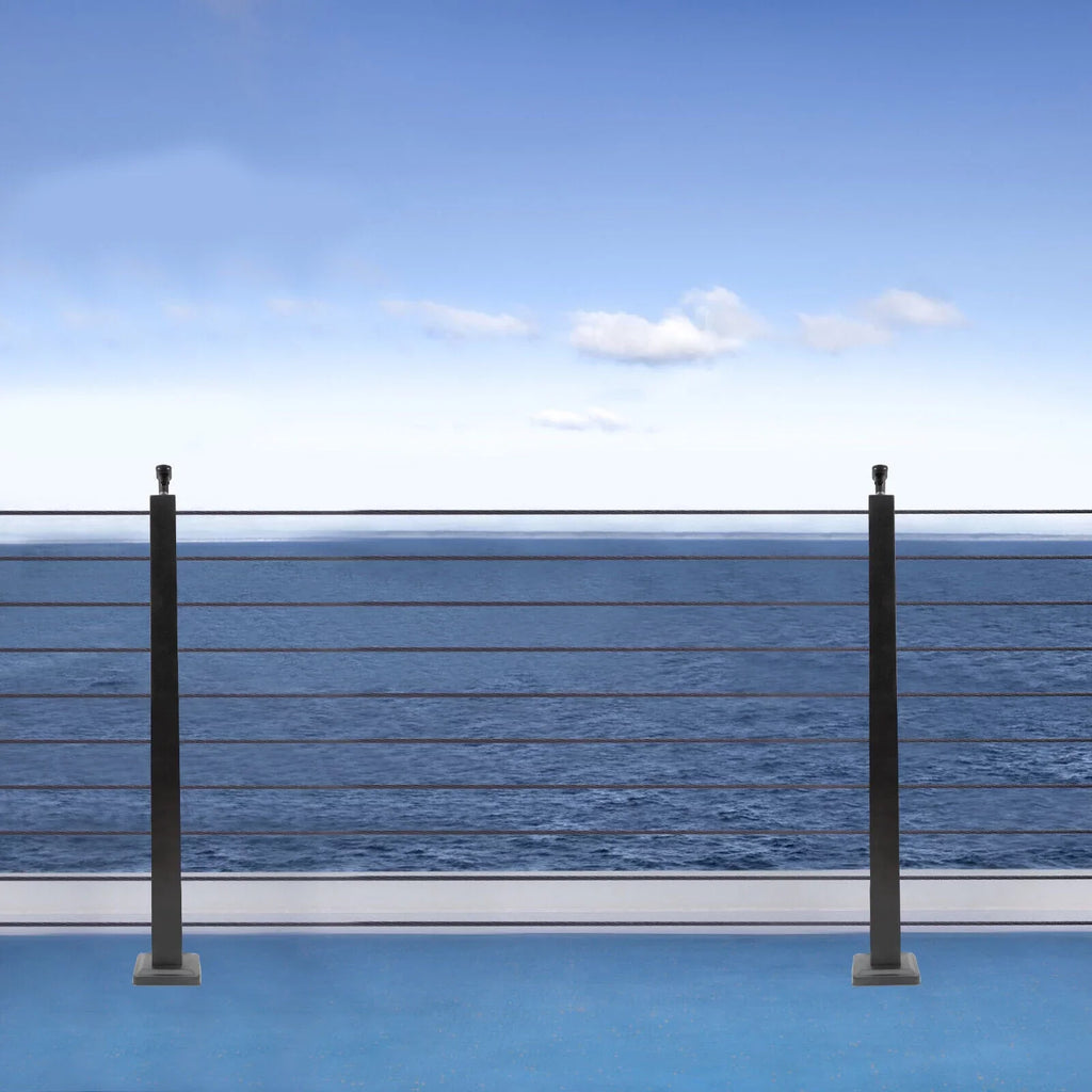 Pre-Drilled Cable Railing Post Fence 36''x2''x2'' Cable Wood for Square Level Railing Deck Two Post Sides System Stainless Steel Concrete Level