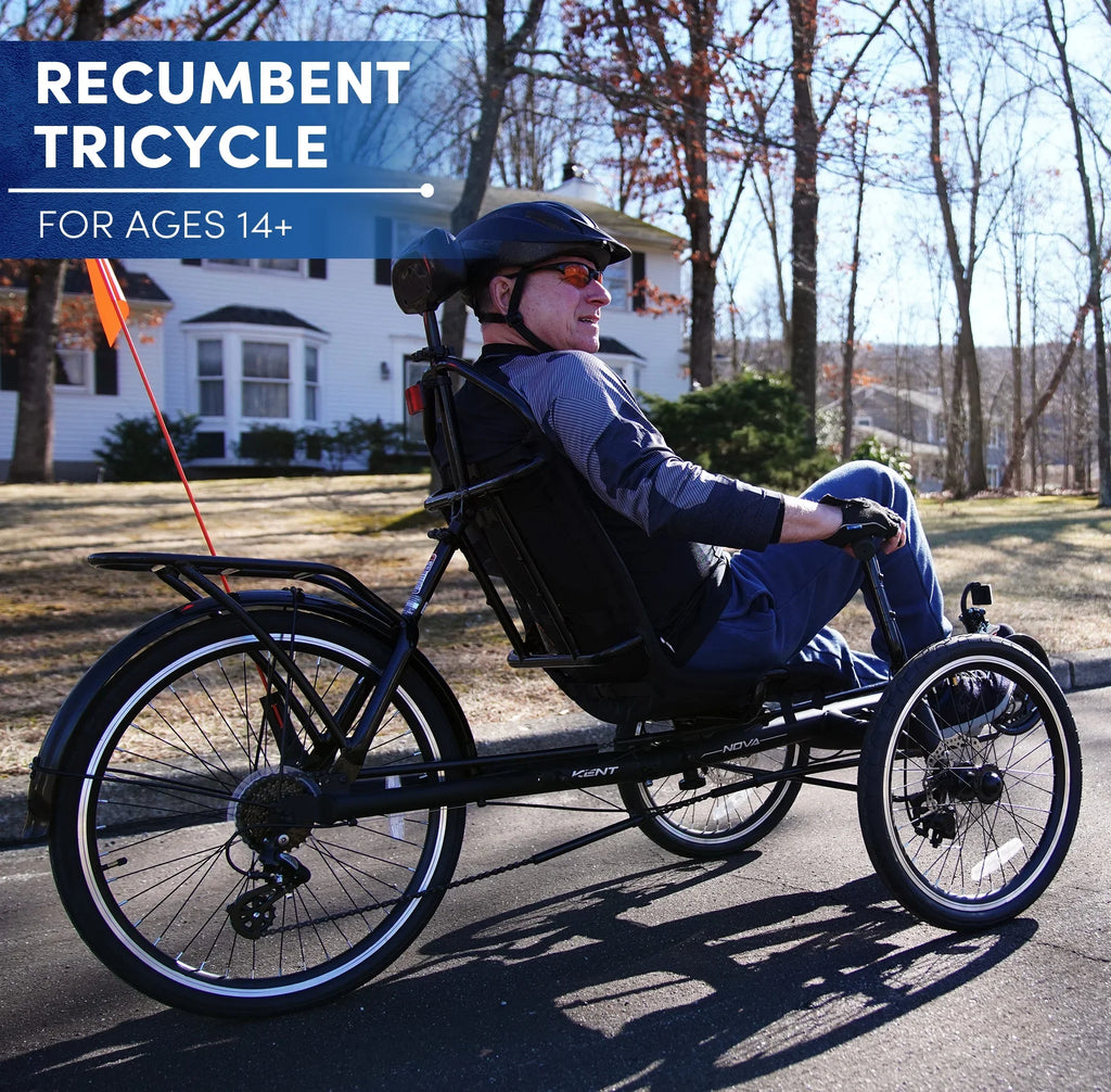Recumbent Unisex 24-inch Bike, Black Nova