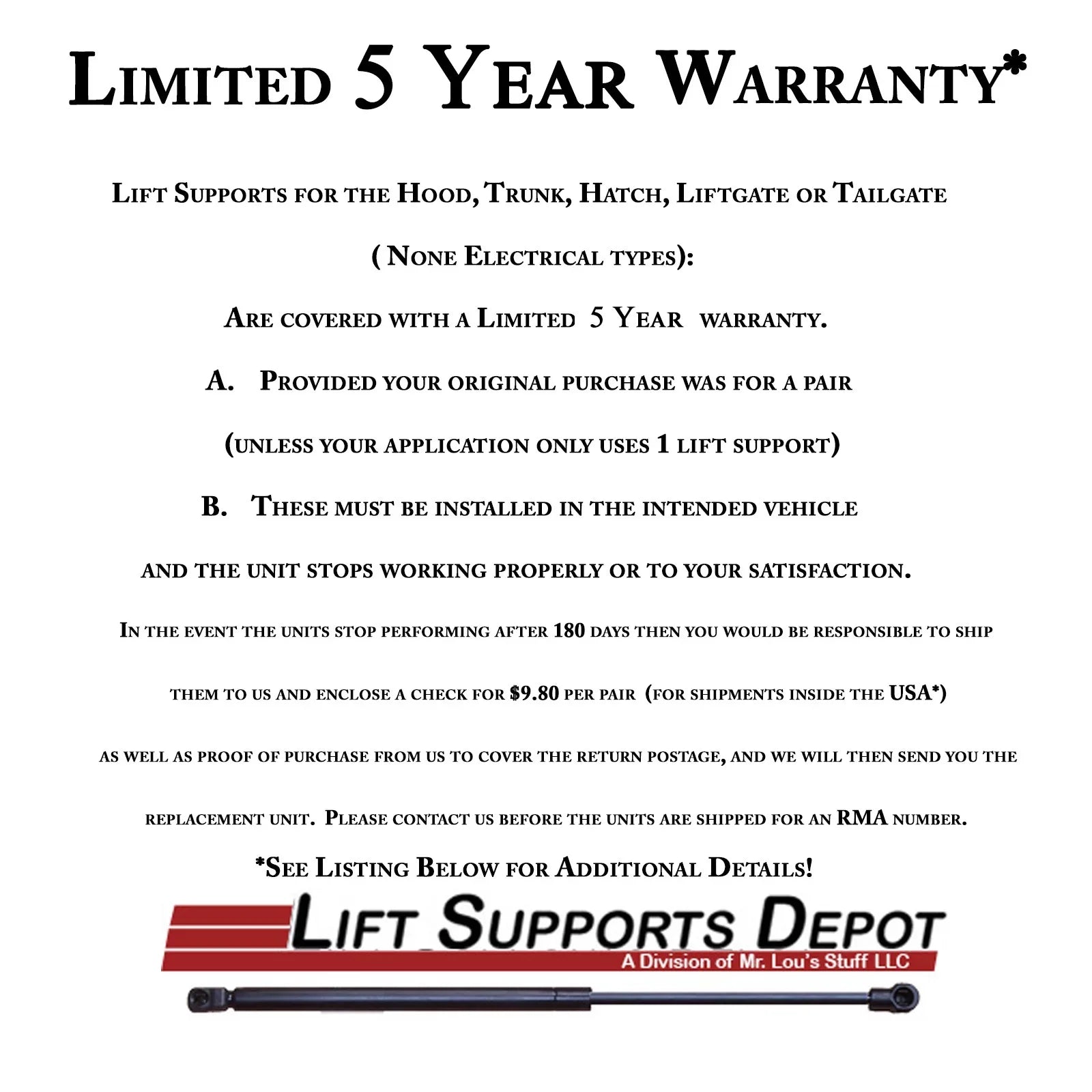 1998 1997 2000 Pm3839 Qty Lift Gas Supports Lift. Liftgate PM3839-a 2002 4Runner to Depot 2001 Fits Shock - 1996 2 1999