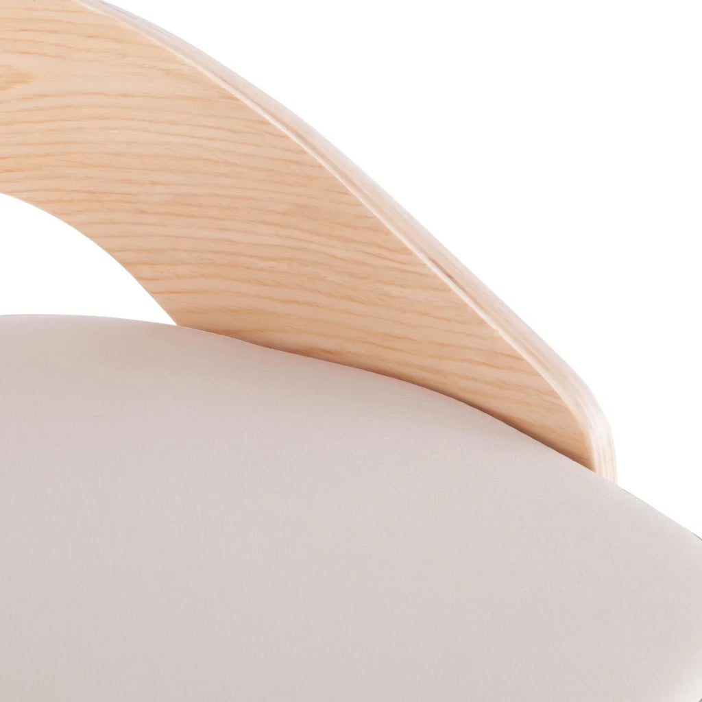 And With Swivel Cassis Cream Leather Wood Barstool Mid-Century Faux Natural Modern Adjustable In