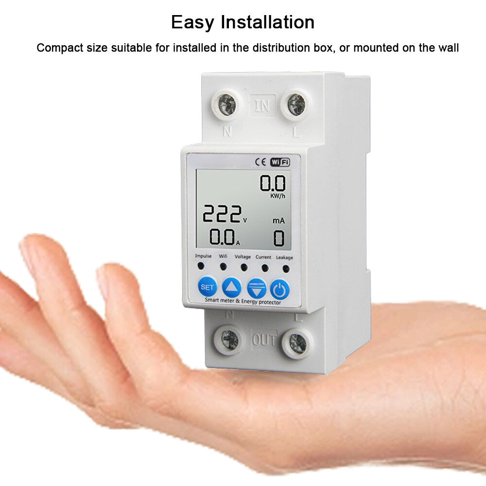 Current Control Voltage and Tuya Meter Timer Alexa Function Switch Monitoring Circuit for Breaker Intelligent Protecting Amazon Power home with Leakage WiFi Compatible Voice