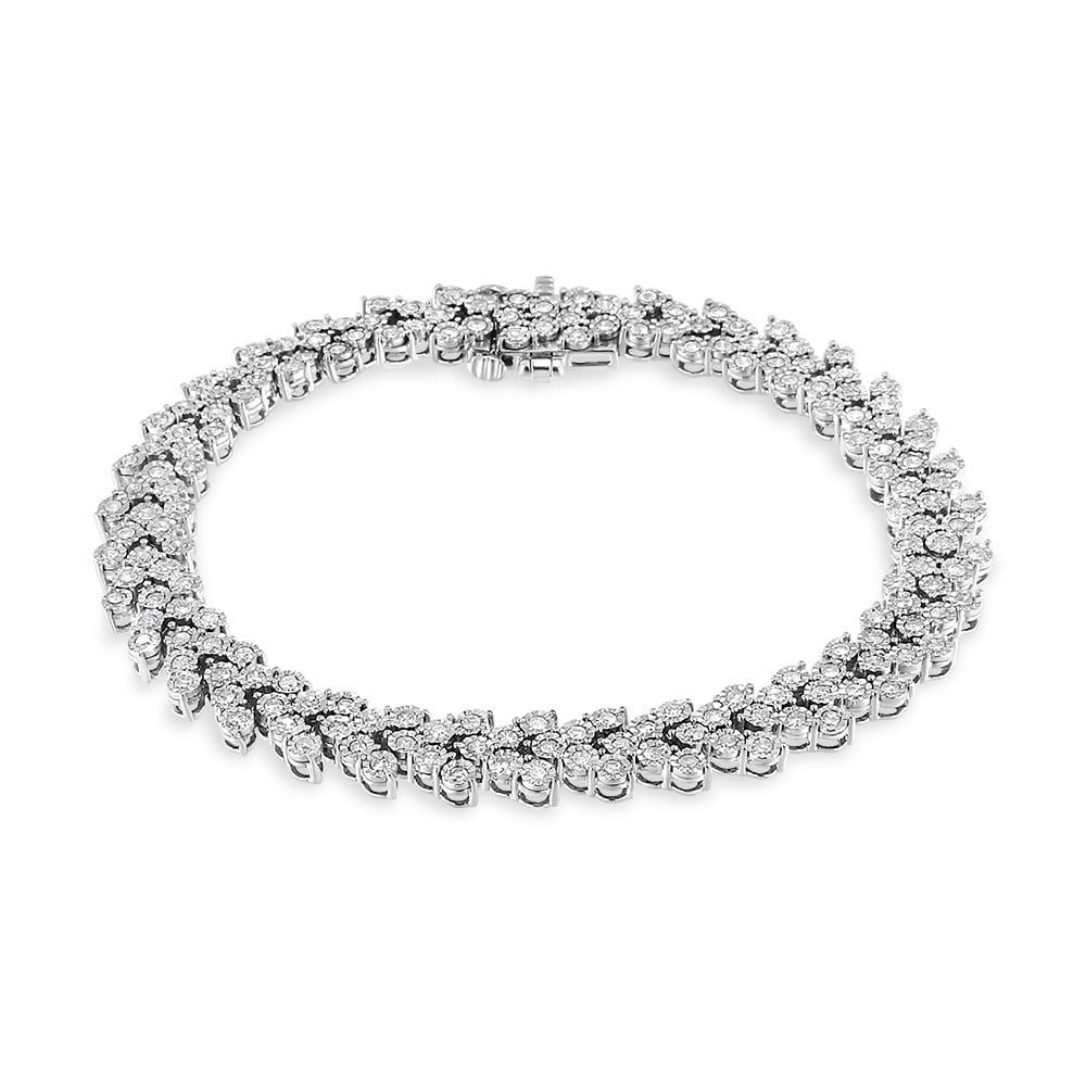 Miracle I3 7.25" Cttw Diamond - Link clarity) Set 2.00 .925 color, Sterling Silver Bracelet Wreath (I-J Laurel